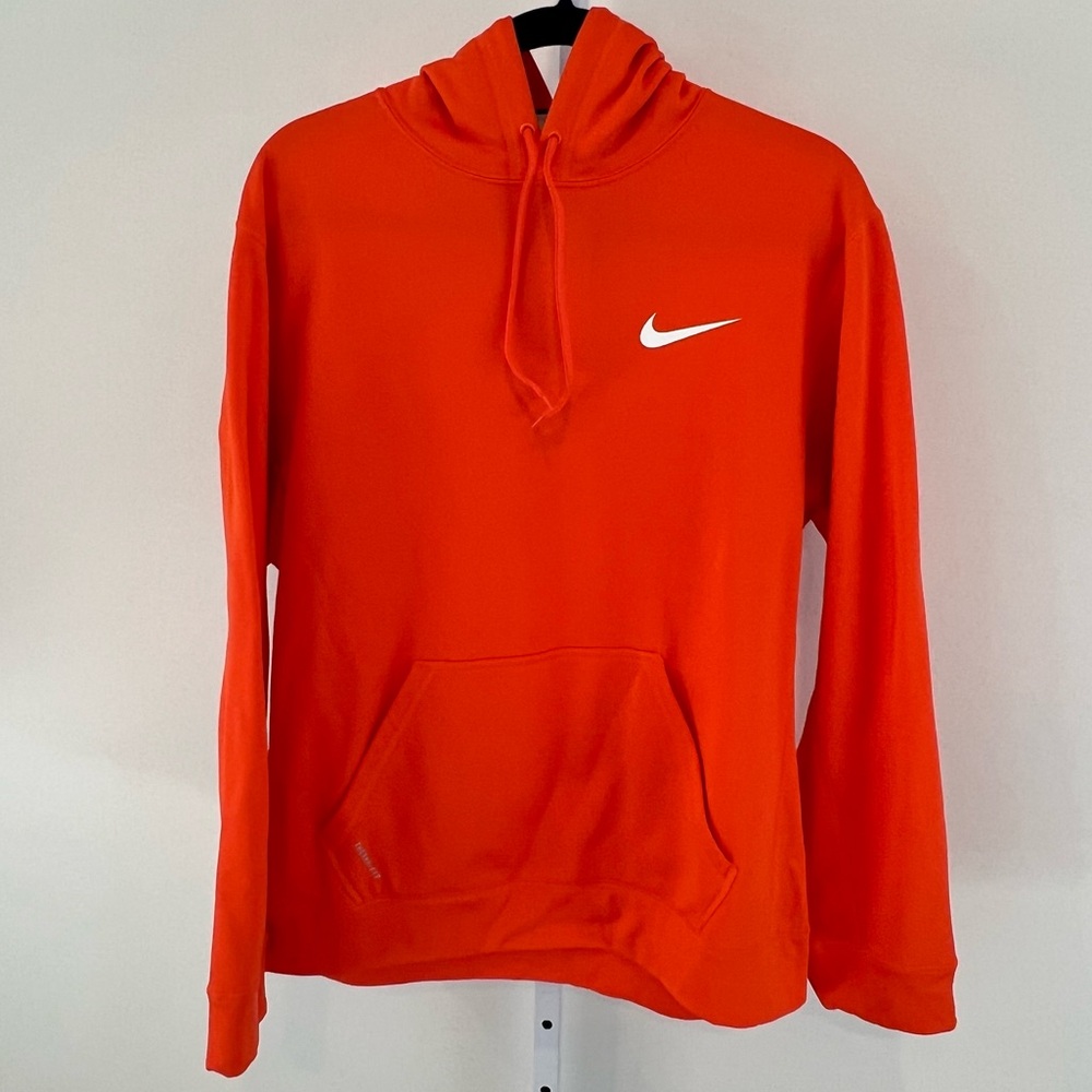 Nike Orange and White Thermafit Hoodie Sweatshirt Mens Sz Large